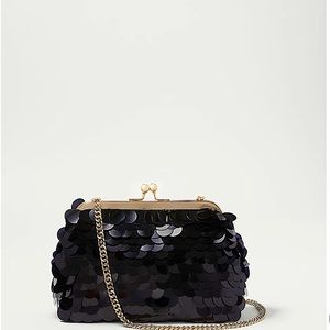 Ann Taylor Sequin Clutch with optional Gold strap